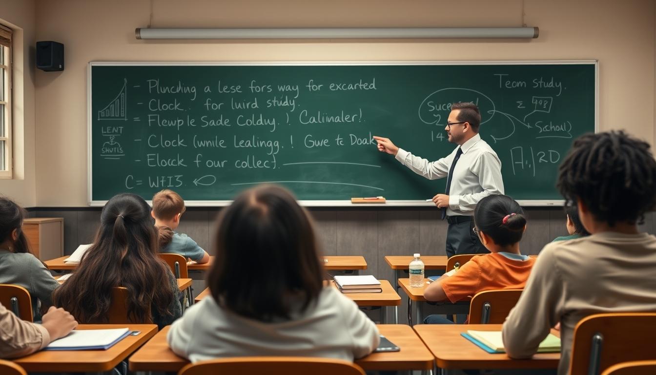 Student using learning strategies while studying