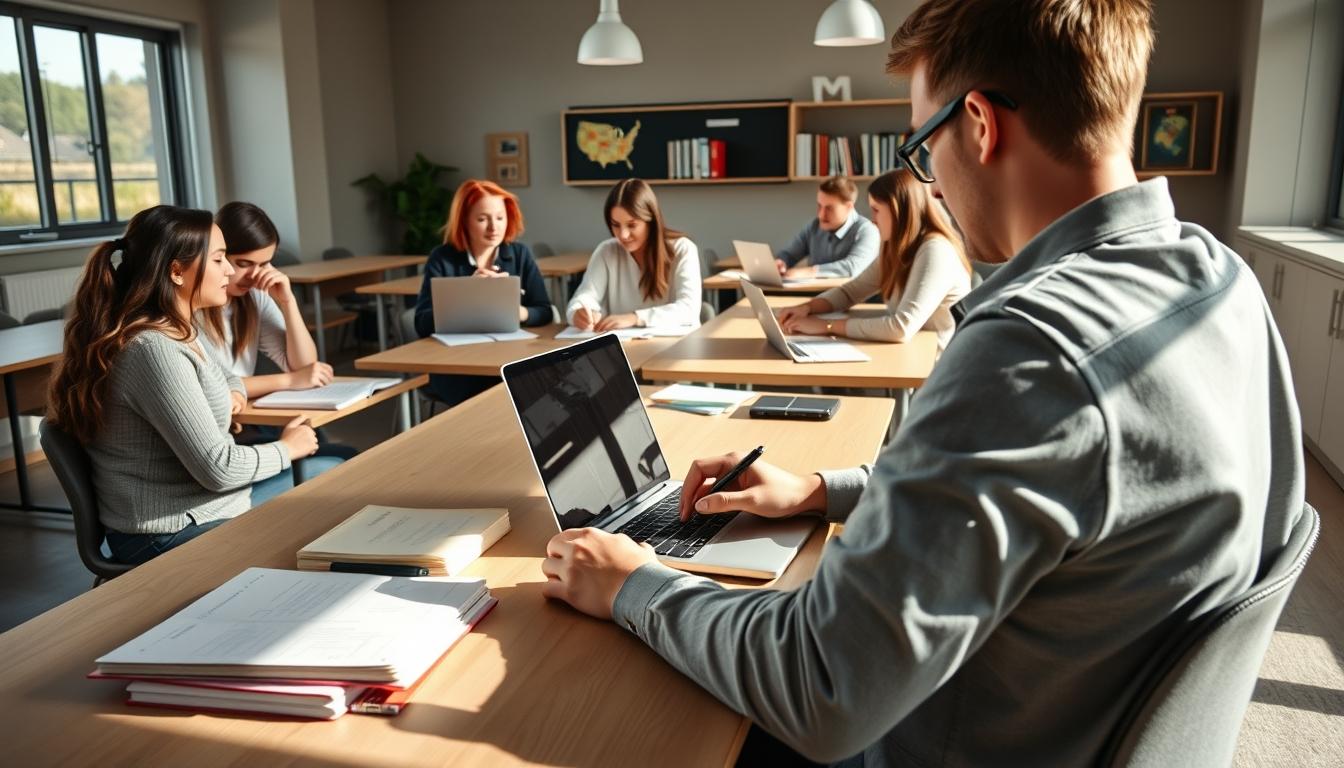 Student preparing for exams with study materials